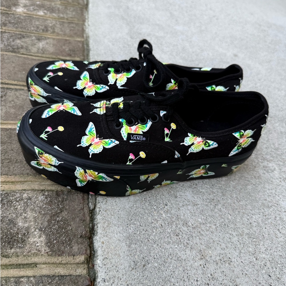 Vans Women’s Low Top Platform Stackform Neon Butterfly Print Shoes. Size 9. - Picture 2 of 14